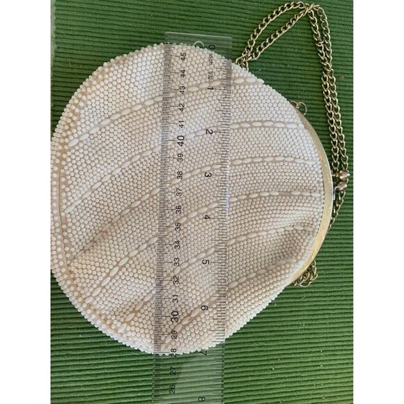 Vintage Ivory Beaded Purse with chain handle Made in Hong Kong - Picture 6 of 11